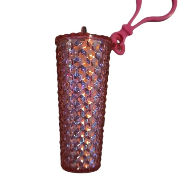 Accessories - Iridescent Pink Textured Tumbler Keychain